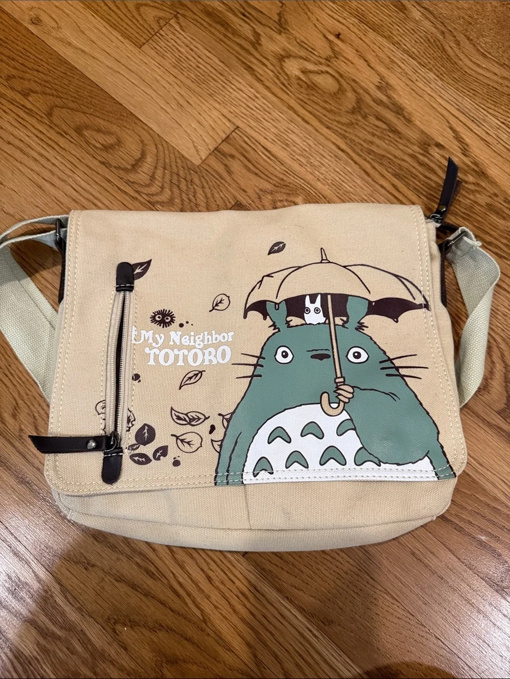 My Neighbor Totoro Beige & Green Canvas Messenger Bag